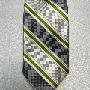 Jhane Barnes Olive and Charcoal Striped Tie